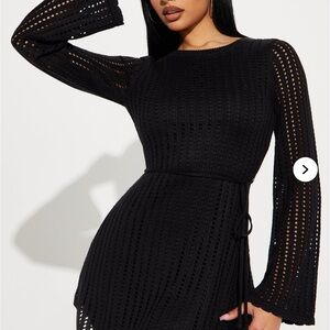 Daydream Crochet Mini Dress - Black